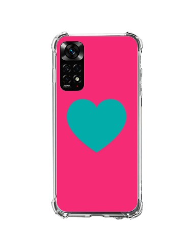Xiaomi Redmi Note 11 / 11S Case Heart Blue Sfondo Pink - Laetitia