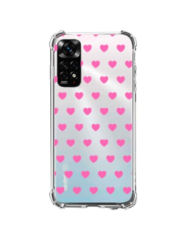 Coque Xiaomi Redmi Note 11 / 11S Coeur Heart Love Amour Rose Transparente - Laetitia