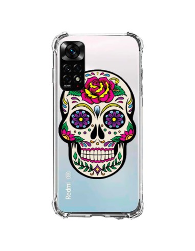 Coque Xiaomi Redmi Note 11 / 11S Tête de Mort Mexicaine Fleurs Transparente - Laetitia