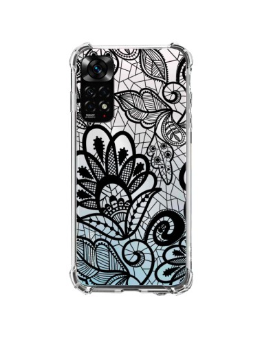 Coque Xiaomi Redmi Note 11 / 11S Lace Fleur Flower Noir Transparente - Petit Griffin