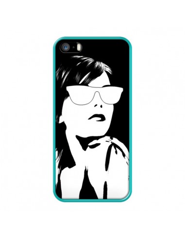 Coque Fille Lunettes Blanches pour iPhone 5 et 5S - Jonathan Perez
