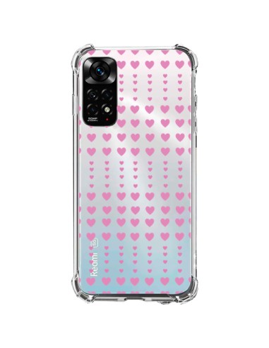 Coque Xiaomi Redmi Note 11 / 11S Coeurs Heart Love Amour Rose Transparente - Petit Griffin