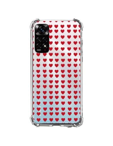 Coque Xiaomi Redmi Note 11 / 11S Coeurs Heart Love Amour Red Transparente - Petit Griffin