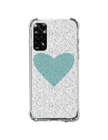 Coque Xiaomi Redmi Note 11 / 11S Coeur Bleu Vert Argent Love - Mary Nesrala