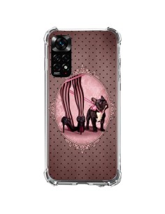 Coque Xiaomi Redmi Note 11 / 11S Lady Jambes Chien Dog Rose Pois Noir - Maryline Cazenave