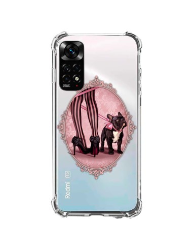 Coque Xiaomi Redmi Note 11 / 11S Lady Jambes Chien Bulldog Dog Rose Pois Noir Transparente - Maryline Cazenave