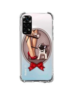 Coque Xiaomi Redmi Note 11 / 11S Lady Jambes Chien Bulldog Dog Pois Noeud Papillon Transparente - Maryline Cazenave