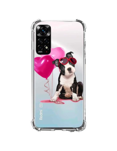 Coque Xiaomi Redmi Note 11 / 11S Chien Dog Ballon Lunettes Coeur Rose Transparente - Maryline Cazenave