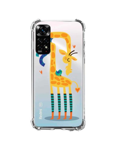 Coque Xiaomi Redmi Note 11 / 11S L'oiseau et la Girafe Amour Love Transparente - Maria Jose Da Luz