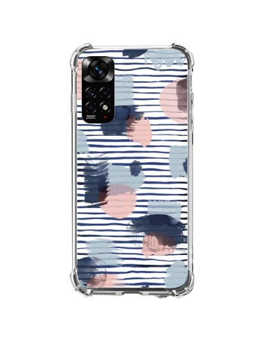 Coque Xiaomi Redmi Note 11 / 11S Watercolor Stains Stripes Navy - Ninola Design