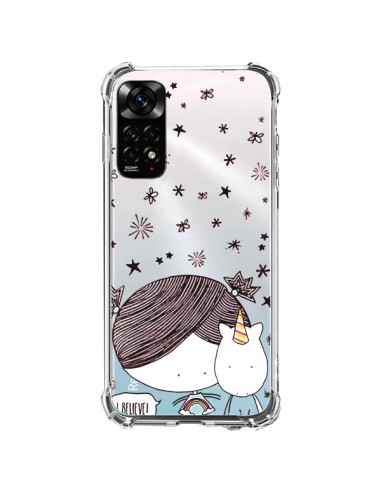 Coque Xiaomi Redmi Note 11 / 11S Petite Fille et Licorne I Believe Transparente - Nico