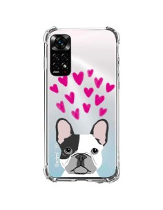 Coque Xiaomi Redmi Note 11 / 11S Bulldog Français Coeurs Chien Transparente - Pet Friendly