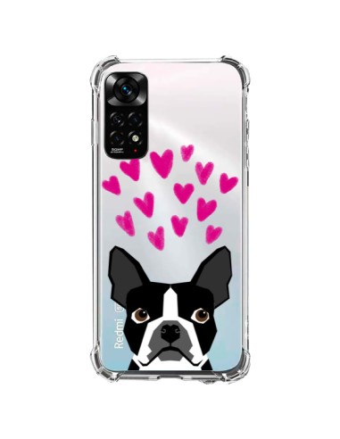 Coque Xiaomi Redmi Note 11 / 11S Boston Terrier Coeurs Chien Transparente - Pet Friendly