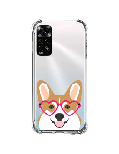 Coque Xiaomi Redmi Note 11 / 11S Chien Marrant Lunettes Coeurs Transparente - Pet Friendly