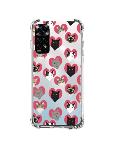 Coque Xiaomi Redmi Note 11 / 11S Chats Coeurs Transparente - Pet Friendly