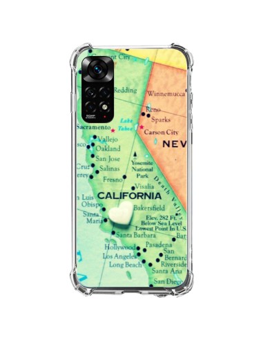 Coque Xiaomi Redmi Note 11 / 11S Carte Map Californie - R Delean
