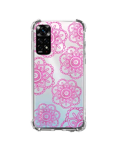 Coque Xiaomi Redmi Note 11 / 11S Pink Doodle Flower Mandala Rose Fleur Transparente - Sylvia Cook