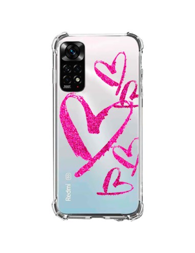 Coque Xiaomi Redmi Note 11 / 11S Pink Heart Coeur Rose Transparente - Sylvia Cook