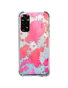 Coque Xiaomi Redmi Note 11 / 11S Watercolor Splash Taches Rose Orange Transparente - Sylvia Cook
