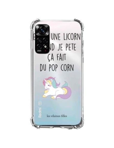 Cover Xiaomi Redmi Note 11 / 11S Je suis une Unicorno, quand je pète ça fait du pop corn Trasparente - Les Vilaines Filles