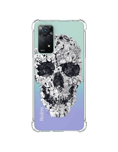 Coque Xiaomi Redmi Note 11 Pro Doodle Skull Dessin Tête de Mort Transparente - Ali Gulec