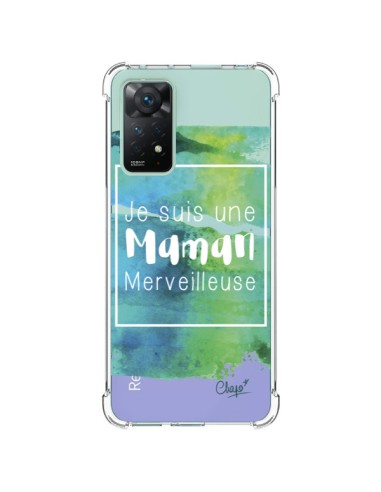 Coque Xiaomi Redmi Note 11 Pro Je suis une Maman Merveilleuse Bleu Vert Transparente - Chapo