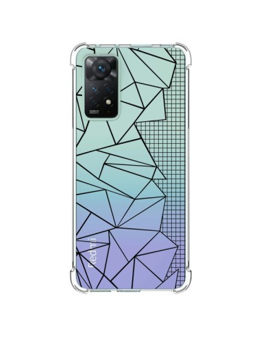 Cover Xiaomi Redmi Note 11 Pro Linee Griglia Side Grid Astratto Nero Trasparente - Project M