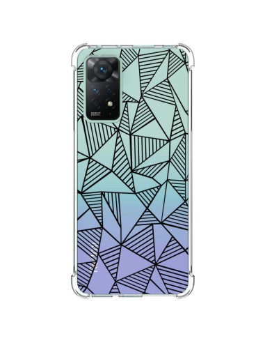 Coque Xiaomi Redmi Note 11 Pro Lignes Grilles Triangles Grid Abstract Noir Transparente - Project M