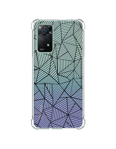 Coque Xiaomi Redmi Note 11 Pro Lignes Grilles Triangles Full Grid Abstract Noir Transparente - Project M