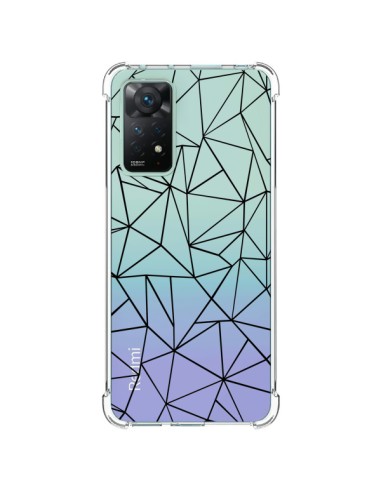 Cover Xiaomi Redmi Note 11 Pro Linee Triangoli Grid Astratto Nero Trasparente - Project M