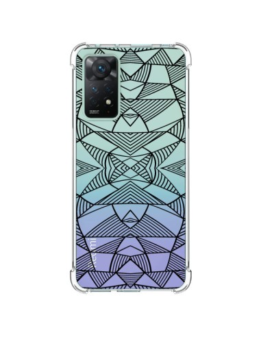 Coque Xiaomi Redmi Note 11 Pro Lignes Miroir Grilles Triangles Grid Abstract Noir Transparente - Project M