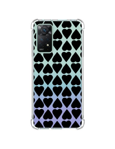 Coque Xiaomi Redmi Note 11 Pro Coeurs Heart Noir Transparente - Project M