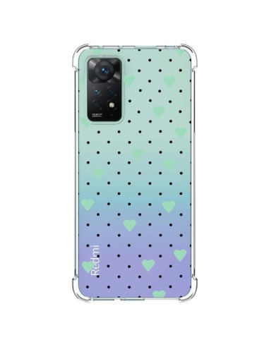 Coque Xiaomi Redmi Note 11 Pro Point Coeur Mint Bleu Vert Pin Point Heart Transparente - Project M