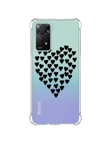 Coque Xiaomi Redmi Note 11 Pro Coeurs Heart Love Noir Transparente - Project M