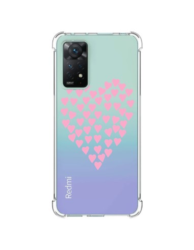 Coque Xiaomi Redmi Note 11 Pro Coeurs Heart Love Rose Pink Transparente - Project M