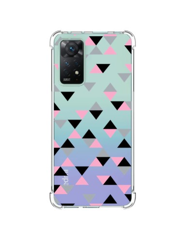 Coque Xiaomi Redmi Note 11 Pro Triangles Pink Rose Noir Transparente - Project M