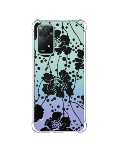 Coque Xiaomi Redmi Note 11 Pro Fleurs Noirs Flower Transparente - Dricia Do