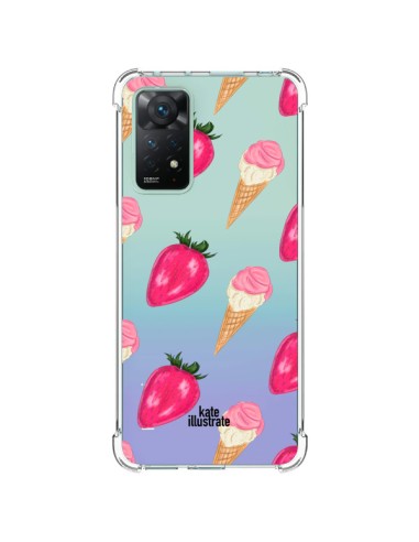 Coque Xiaomi Redmi Note 11 Pro Strawberry Ice Cream Fraise Glace Transparente - kateillustrate