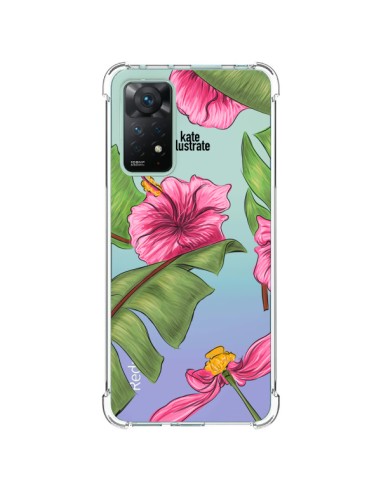 Cover Xiaomi Redmi Note 11 Pro Tropical Leaves Fioris Foglie Trasparente - kateillustrate