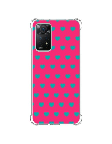 Coque Xiaomi Redmi Note 11 Pro Coeurs Bleus Fond Rose - Laetitia