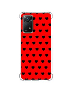 Coque Xiaomi Redmi Note 11 Pro Coeurs Noirs Fond Rouge - Laetitia