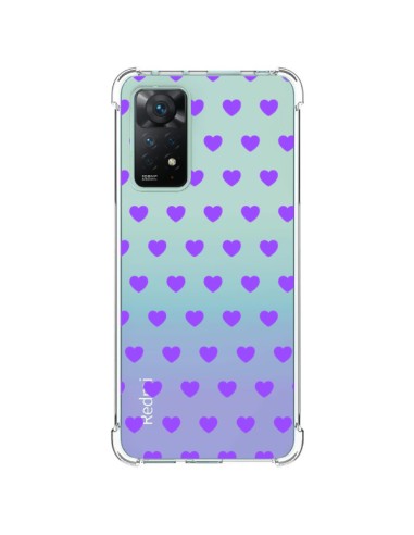 Coque Xiaomi Redmi Note 11 Pro Coeur Heart Love Amour Violet Transparente - Laetitia