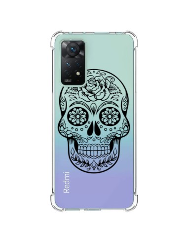 Coque Xiaomi Redmi Note 11 Pro Tête de Mort Mexicaine Noir Transparente - Laetitia