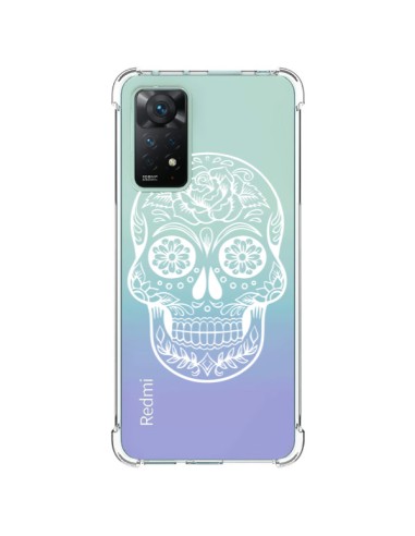 Coque Xiaomi Redmi Note 11 Pro Tête de Mort Mexicaine Blanche Transparente - Laetitia
