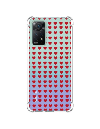 Coque Xiaomi Redmi Note 11 Pro Coeurs Heart Love Amour Red Transparente - Petit Griffin