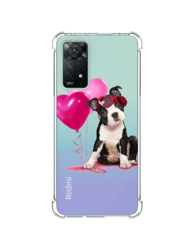 Coque Xiaomi Redmi Note 11 Pro Chien Dog Ballon Lunettes Coeur Rose Transparente - Maryline Cazenave