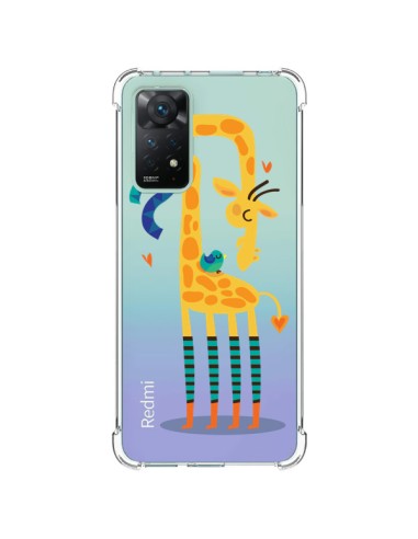 Coque Xiaomi Redmi Note 11 Pro L'oiseau et la Girafe Amour Love Transparente - Maria Jose Da Luz