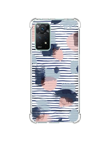 Coque Xiaomi Redmi Note 11 Pro Watercolor Stains Stripes Navy - Ninola Design
