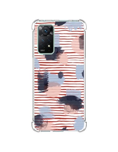 Coque Xiaomi Redmi Note 11 Pro Watercolor Stains Stripes Red - Ninola Design