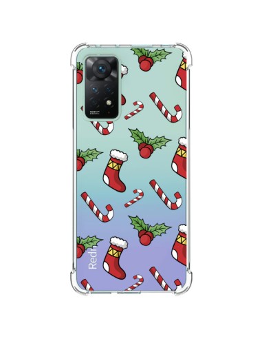 Cover Xiaomi Redmi Note 11 Pro Calze Bastoncini di Zucchero Agrifoglio Natale Trasparente - Nico